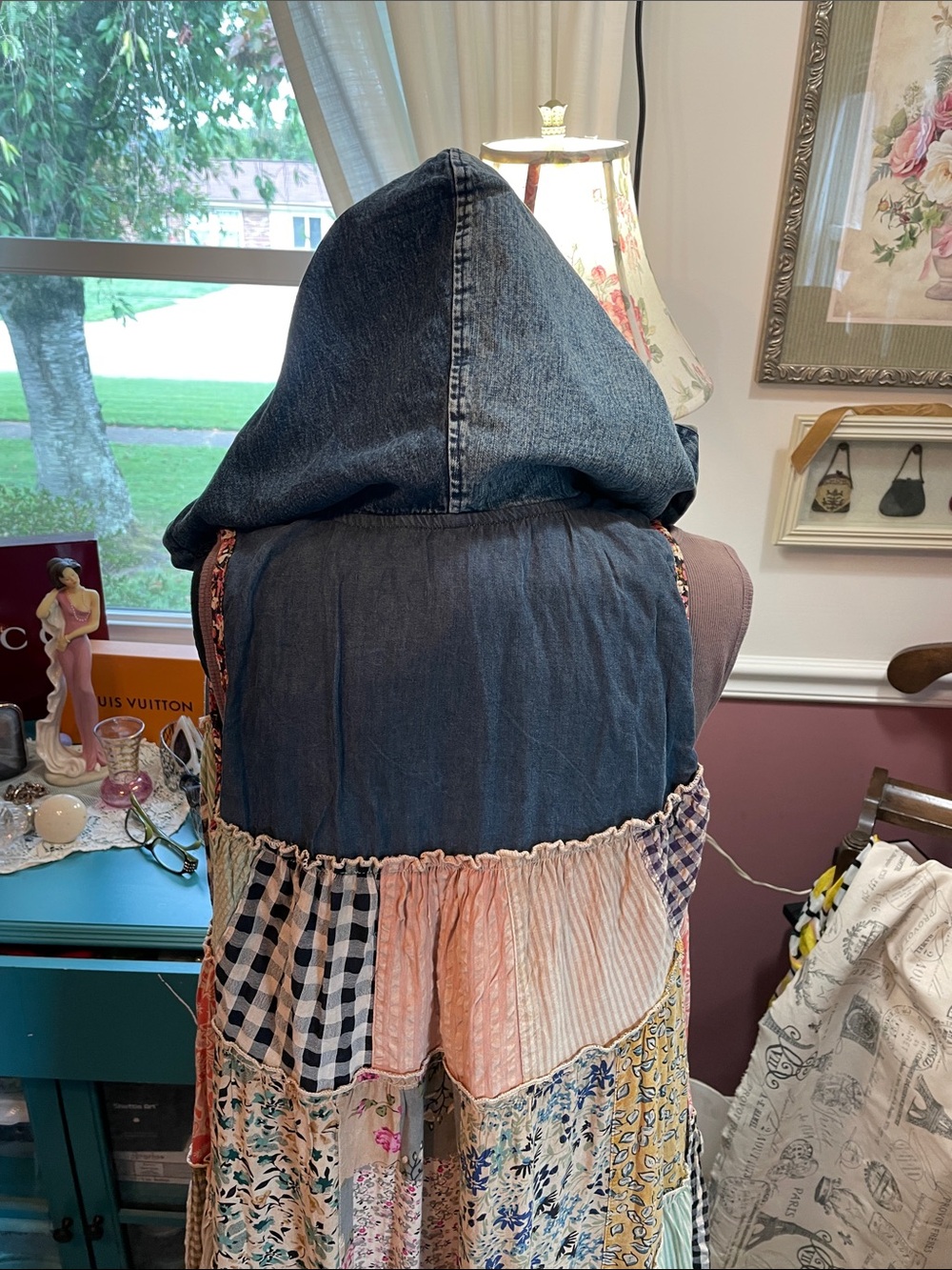 Boho Patchwork Hooded Long Duster /Dress - Multicolor Young Threads - Picture 11 of 17